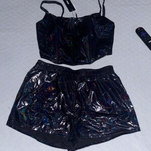 Black Holographic Women's Intimate Set